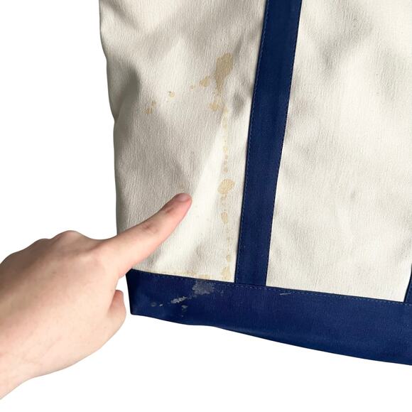 Canvas Tote Bag With Blue Handles No Brand Size 20x15 preowned - Picture 3 of 6